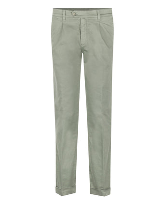 Pantalon Boston Bandplooi en Omslag | Groen