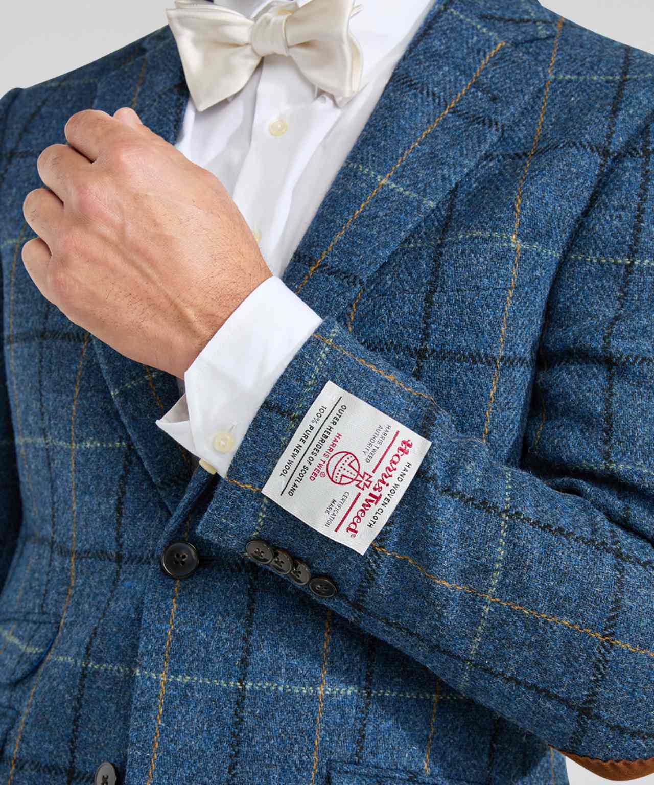Harris Tweed Colbert | Blauw melange ruit