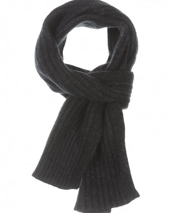 Rib Sjaal merinowol mix 165X16 | Antraciet Grijs