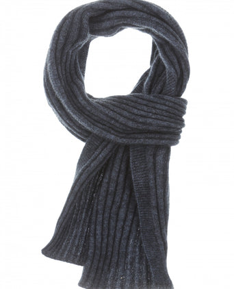 Rib Sjaal merinowol mix 165X16 | Blauw