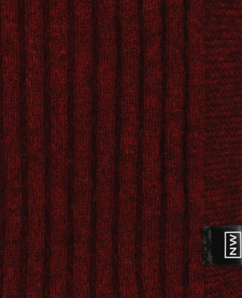 Rib Sjaal merinowol mix 165X16 | Rood
