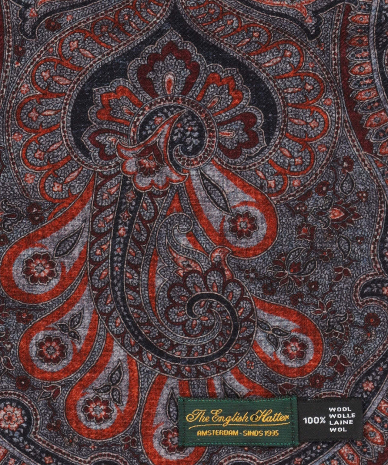 Sjaal 100%Wol | Bordeaux Grijs Paisley Print