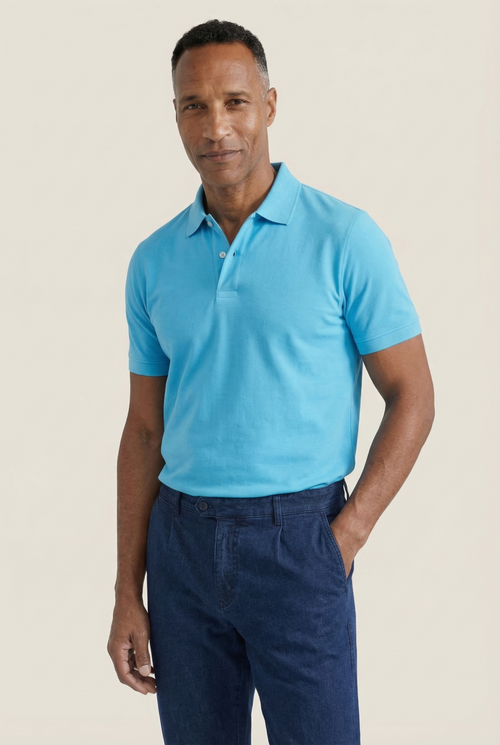 Polo piqué korte mouw | Blauw