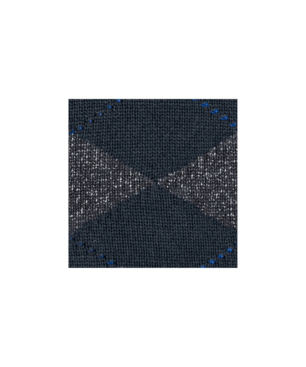 Marylebone Lurex Sokken | Dark Navy/Grey diamond check
