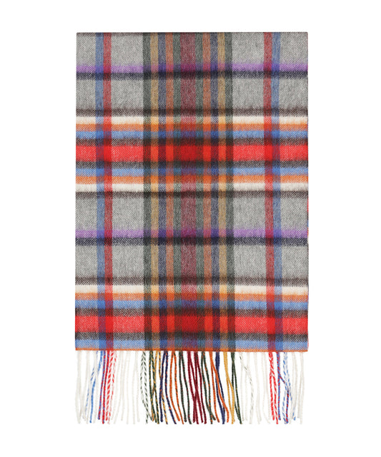 Wol Cashmere Sjaal | Grijs Rood Multi