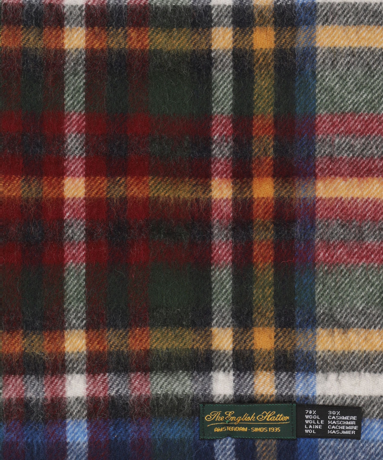 Sjaal Wol/Cashmere 30X190 | Blauw Bordeaux Multi