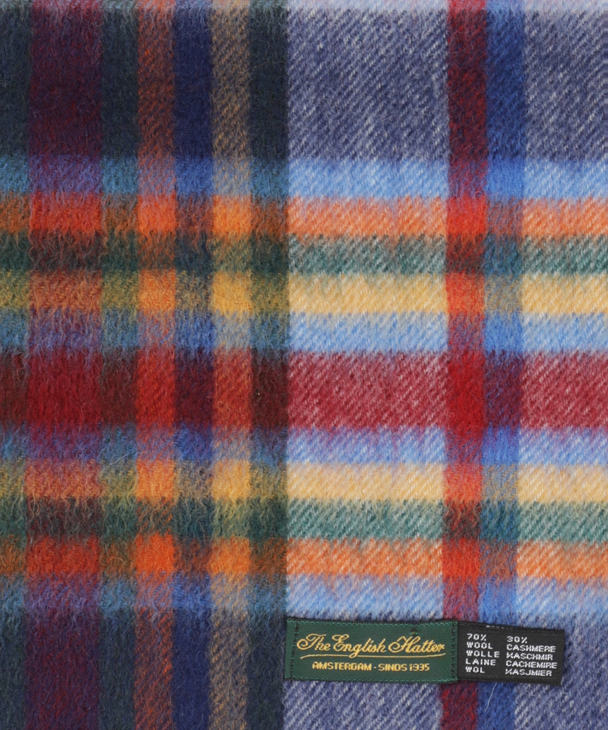 Sjaal Wol/Cashmere 30X190 | Blauw Groen Multi