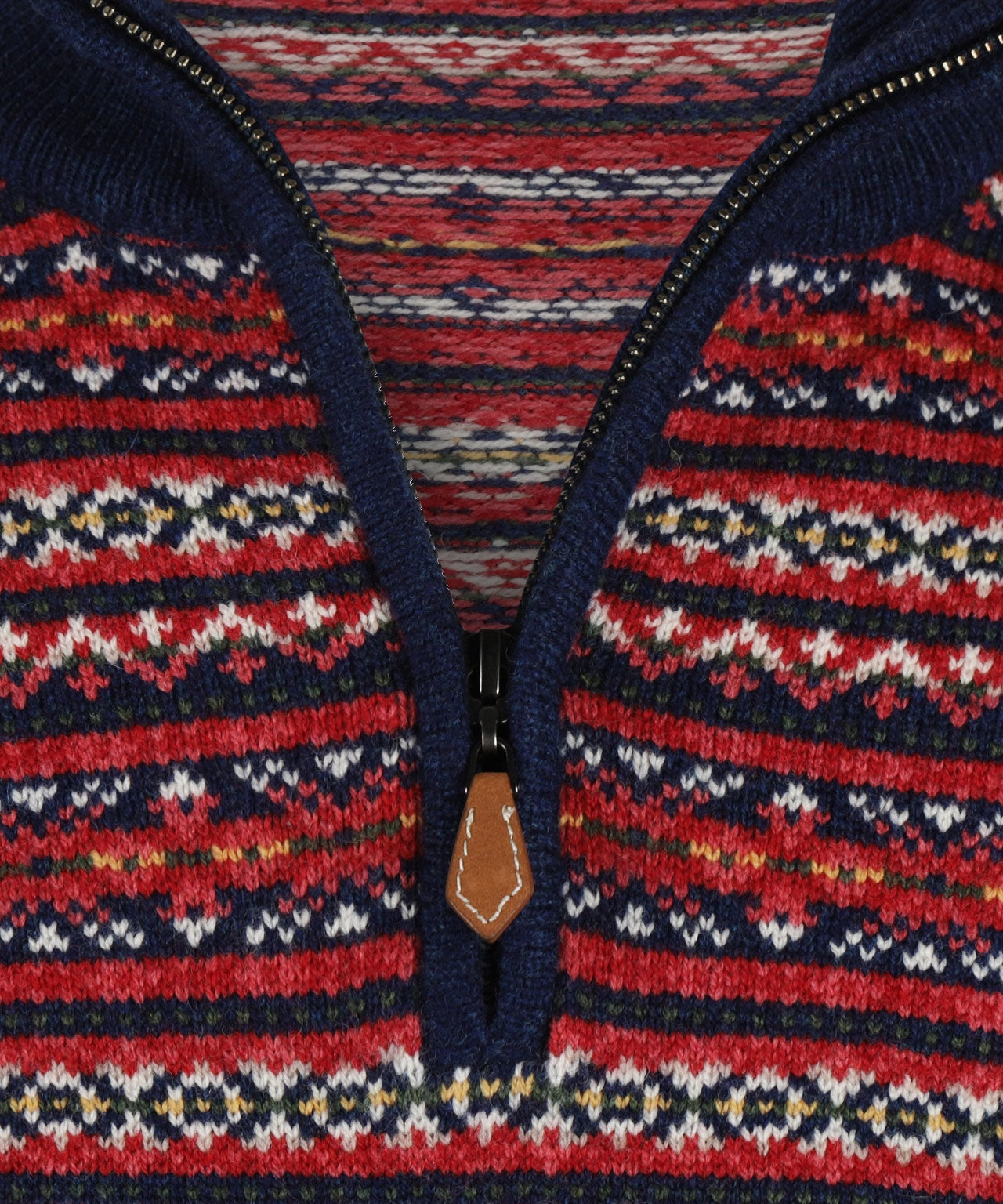 Fairisle Polo Pullover | Indigo Base/Red Design