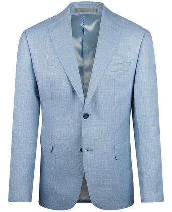 Zijden linnen wolmix colbert | Blauw