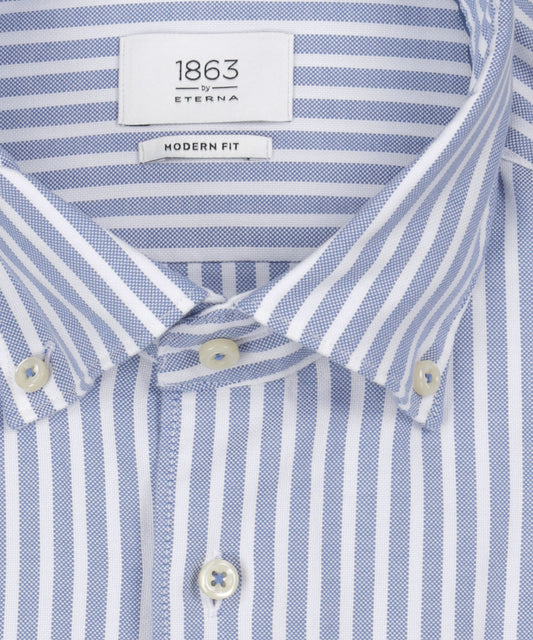 Shirt Wide Spread | Blauw/Wit streep