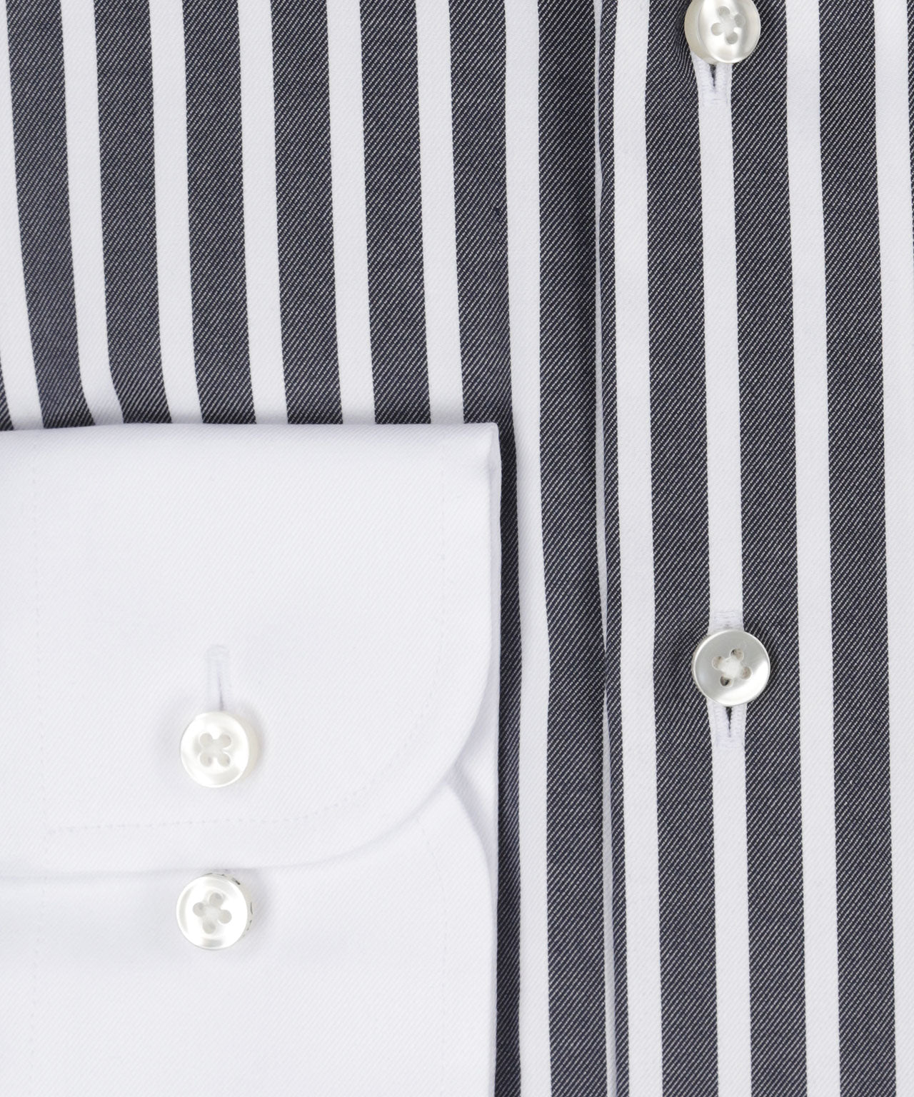 Shirt katoen | Navy streep Wit Boord