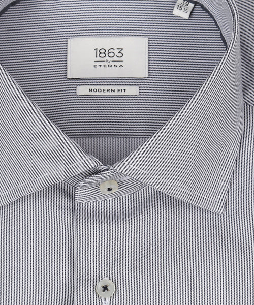 Overhemd gestreept semi spread boord | Blauw