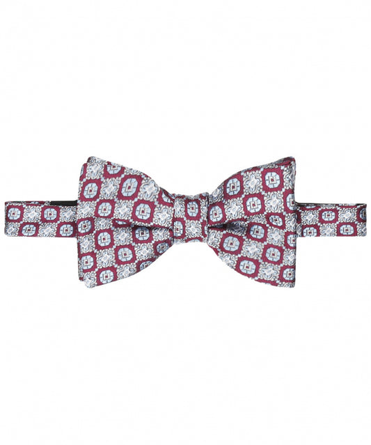 Strik zijde | Bordeaux Licht Blauw Print