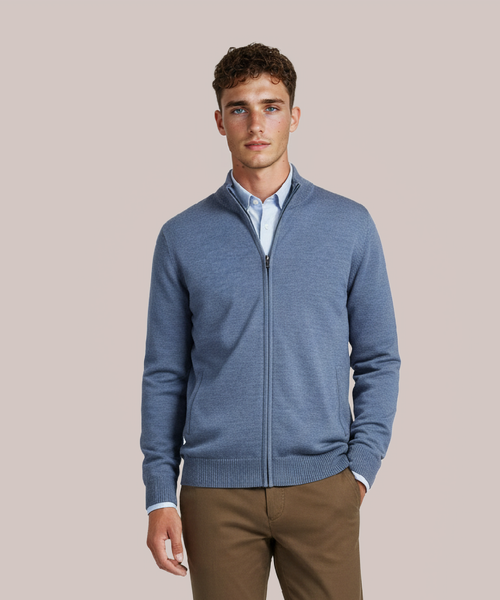 Merino Ritsvest | Bleu Mix