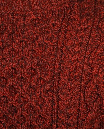 Aran Ronde Hals Kabeltrui | Bordeaux Rood