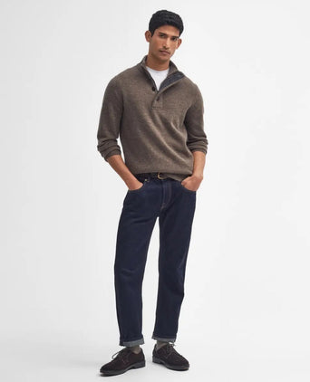 Pullover met rits en knoopsluiting | Bruin