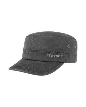 Army Cap Leather Look | Zwart