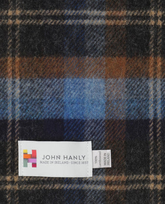 Geruite Lamswollen Sjaal | Blue Orange Mix Check