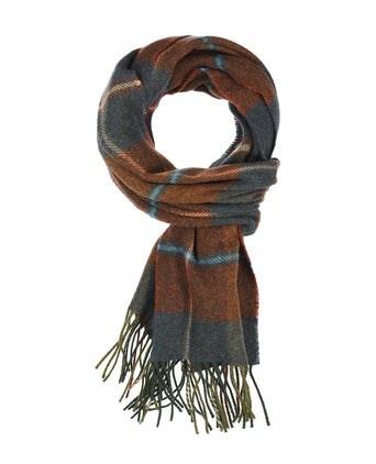 Geruite Lamswollen Sjaal | Rust Brown Blue Red Plaid