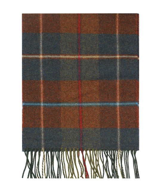 Checkered Lambswool Scarf | Rust Brown Blue Red Plaid