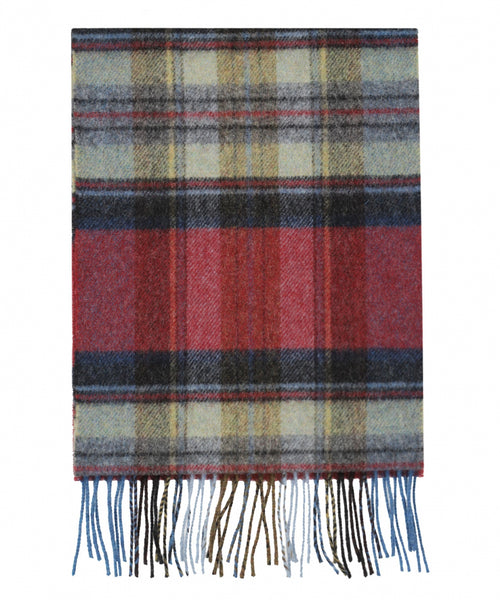 Geruite Lamswollen Sjaal | Red Straw Graphite Plaid