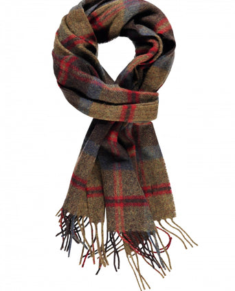 Lamswollen Sjaal Ruit | Rust Brown Red Plaid