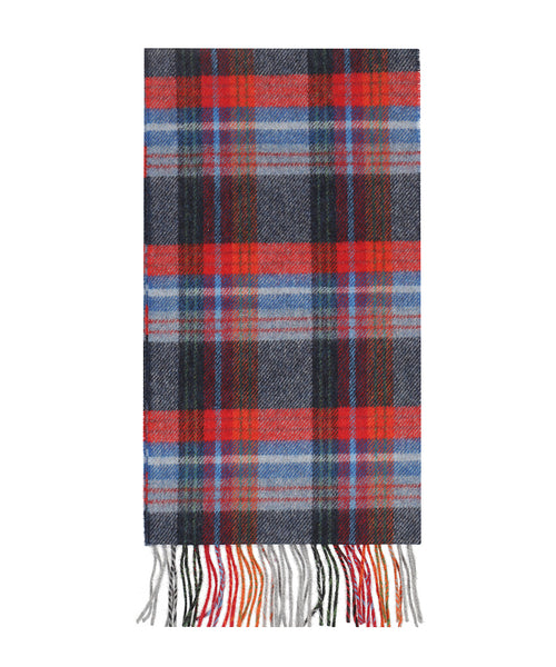 Lange Lamswollen ruit sjaal | Navy Red Blue Wine Plaid