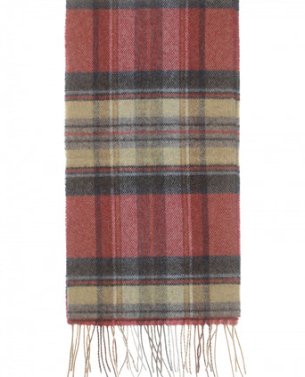 Lange Lamswollen ruit sjaal | Red Grey Straw Plaid