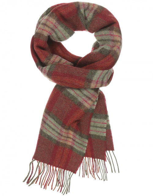 Lange Lamswollen ruit sjaal | Burgundy Green Pink Check