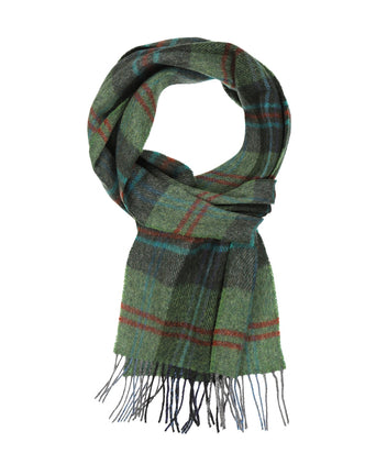 Lange Lamswollen ruit sjaal | Green Red Overcheck Plaid