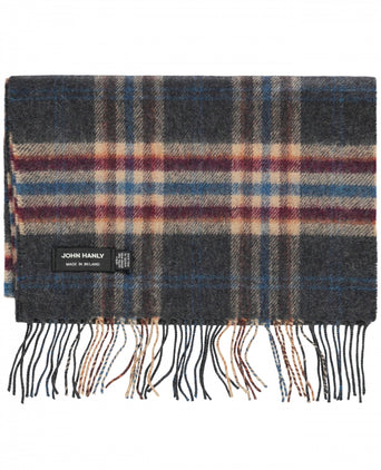 Merino Luxery Wool Scarf | Charcoal Beige Maroon