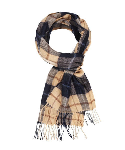 Merino Luxury Wool Scarf | Navy Beige Brown Check