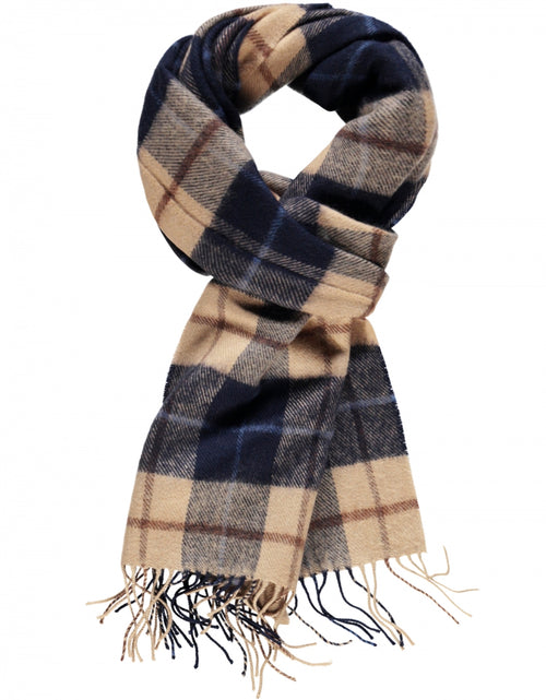 Merino Luxury Wool Scarf | Navy Beige Brown Check