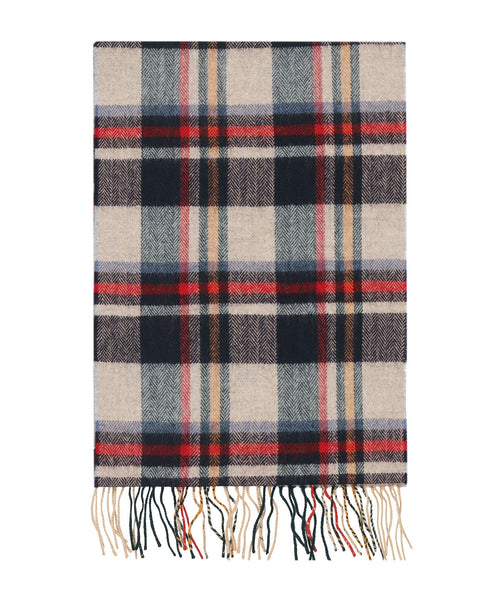 Merino Luxury Wool Scarf | Navy Red Biscuit Check