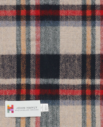 Merino Luxery Wool Scarf | Navy Red Biscuit Check