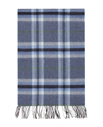Merino Luxery Wool Scarf | Denim Grey Plaid