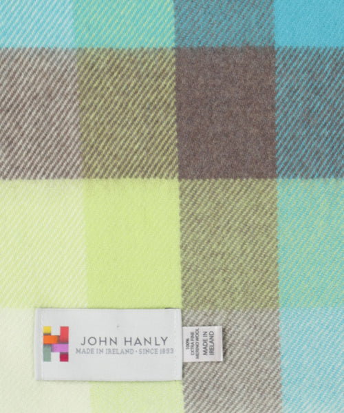 Merino Luxery Wool Scarf | Turquoise Yellow Brown Check