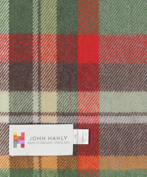 Merino Luxery Wool Scarf | Green Rust Orange Brown Check