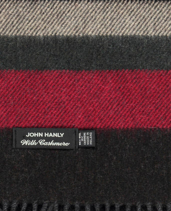 Wool Cashmere Scarf | Red Grey Mix Stripe