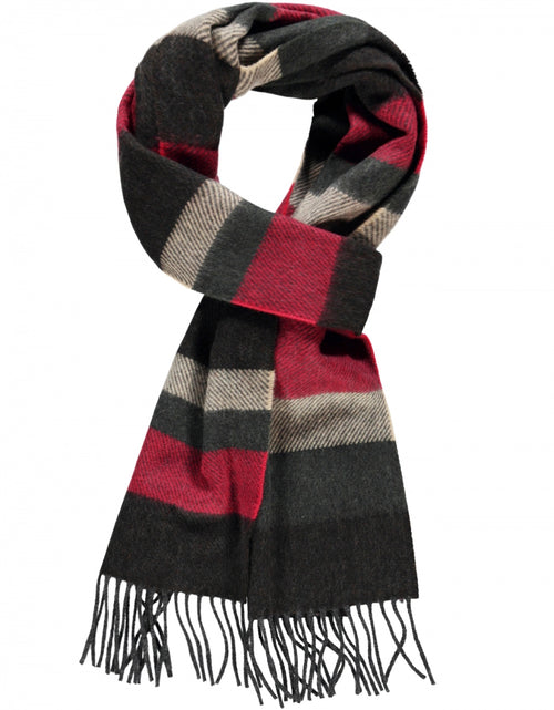 Wool Cashmere Scarf | Red Grey Mix Stripe