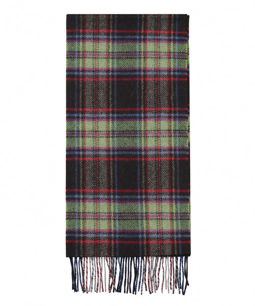 Wool Cashmere Scarf | D Brown Green Check