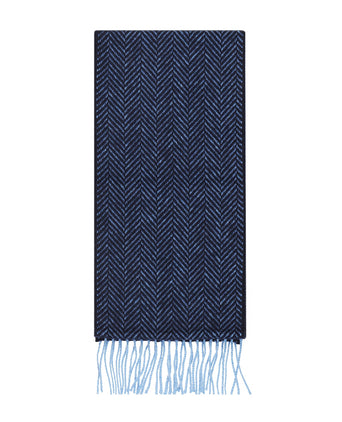 Cashmere Merino Scarf | Blue Navy Herringbone