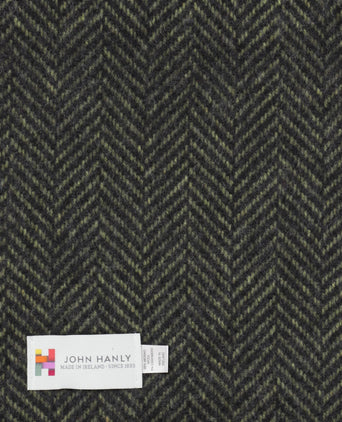 Cashmere Merino Scarf | Green Charcoal Herringbone