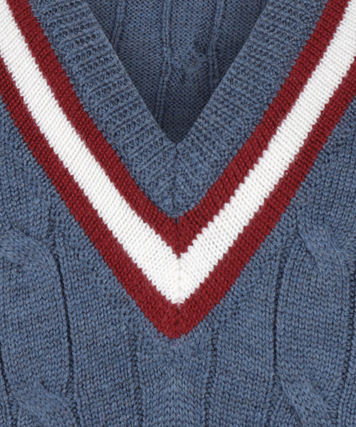 Cricket Slipover Merinowol | Denim Blauw