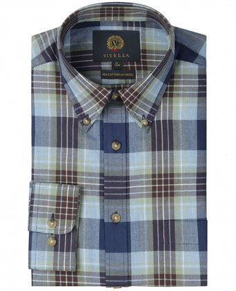 Viyella Shirt Button Down | Blauw