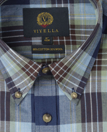 Viyella Shirt Button Down | Blauw