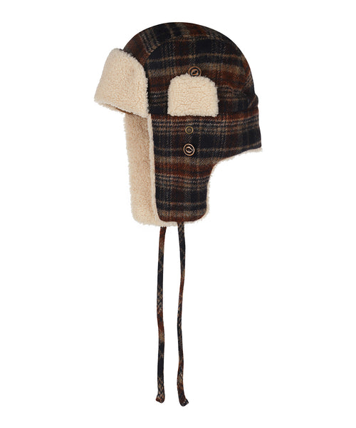 Bomber Cap Wool check | Blauw
