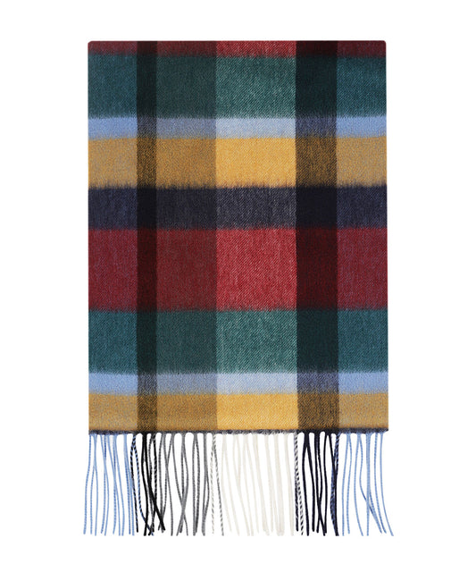 Sjaal 100% Cashmere | Bordeaux Groen Blok Ruit