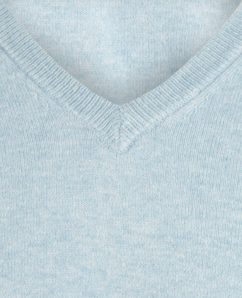 Pullover V-Hals Cotton/Cashmere | Blauw