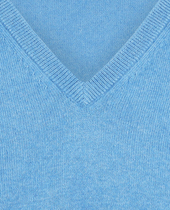 Pullover V-Hals Cotton/Cashmere | Blauw